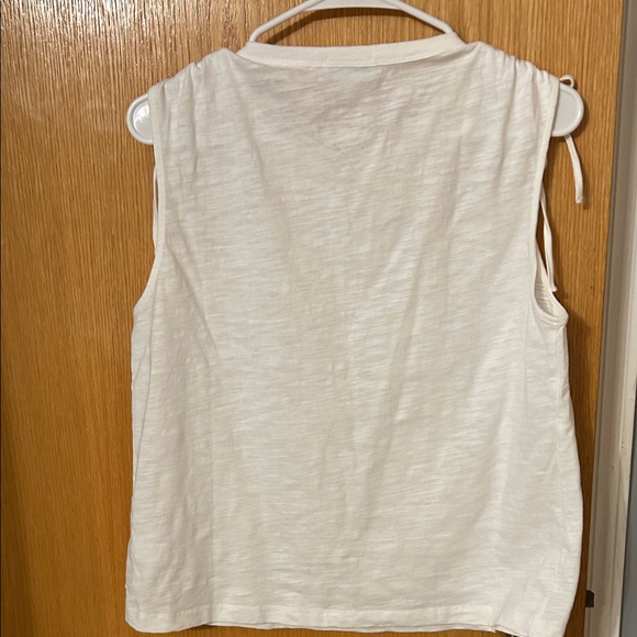 Evereve white Sleeveless Tank Top with tie. Med. 💯 cotton. - Picture 5 of 6